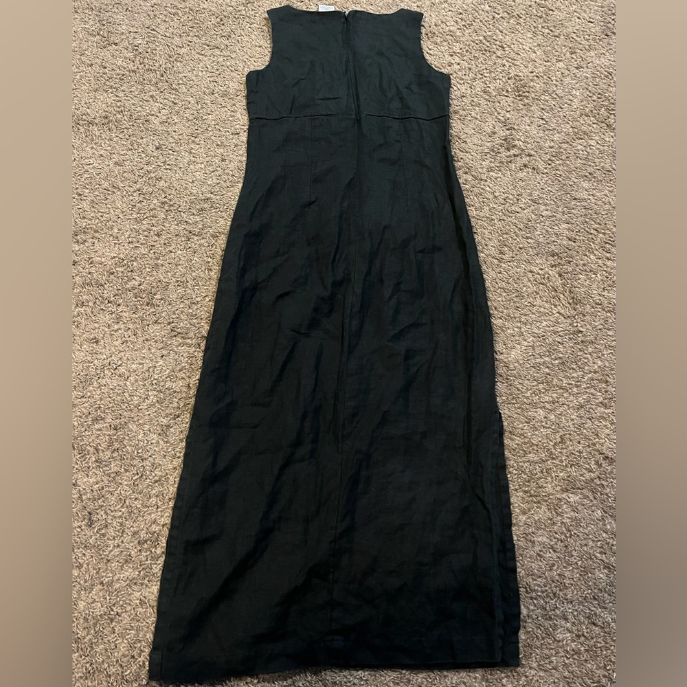 Vintage Old Navy Outlet 100% Linen Black Maxi Chic Minimalist Dress - Picture 7 of 8